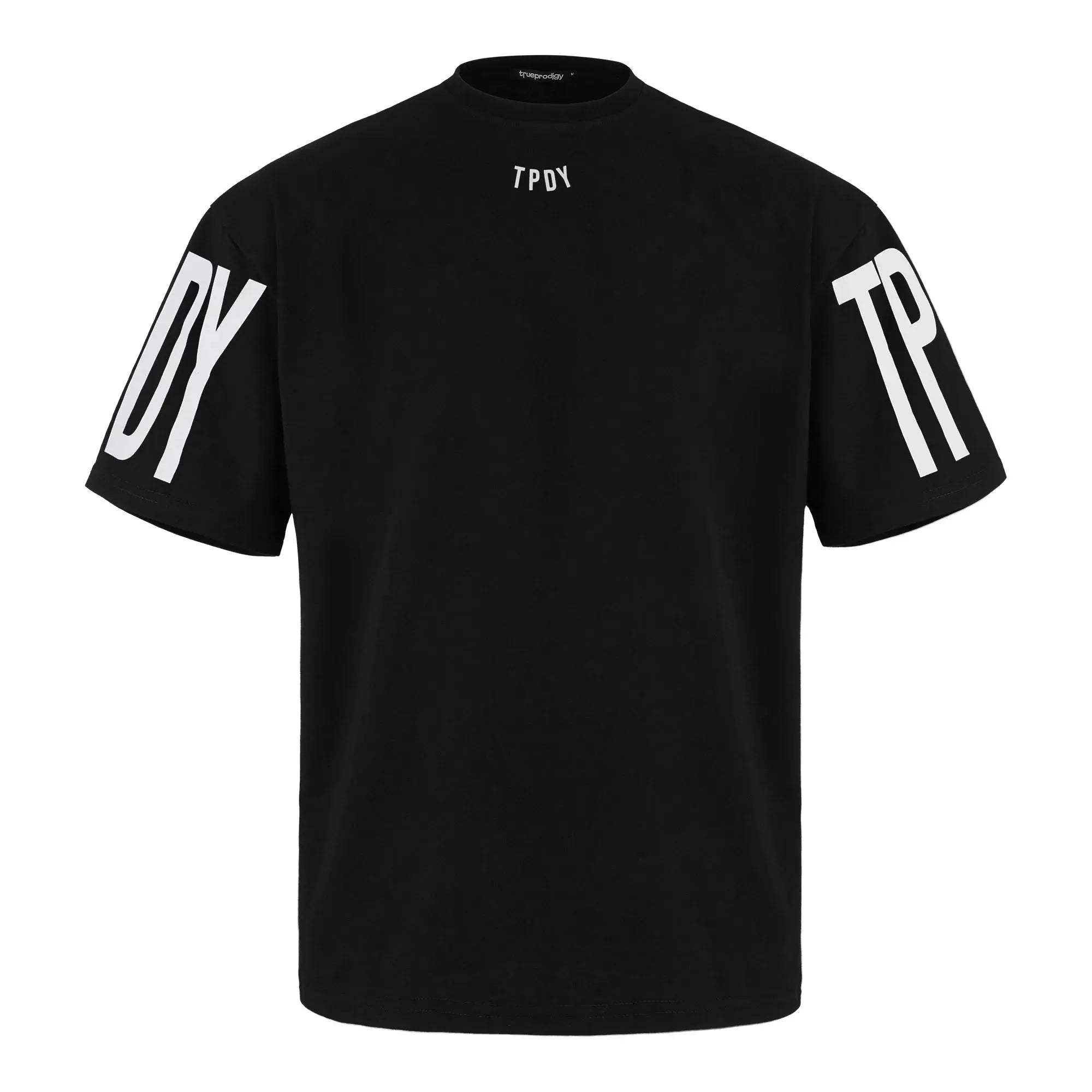 Das Viktor Oversized T-Shirt mit Druck von trueprodigy besteht aus schwerem Jerseystoff, hat eine lockere Passform, kurze Ärmel und einen Rundhalsausschnitt. Der auffällige „TPDV“-Schriftzug auf der Brust und den Ärmeln wertet den stylischen Look auf und macht es zu einem vielseitigen Unisex-Shirt.